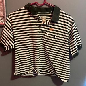Crop top shirt, medium, dark green with white